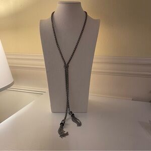 Chico's Long Silver-Tone Tassel Lariat Necklace